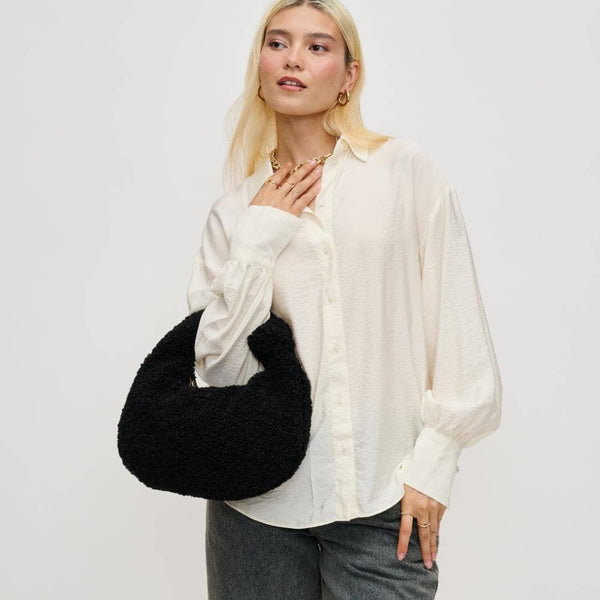 Charlene Sherpa Shearling Shoulder Bag: Ivory