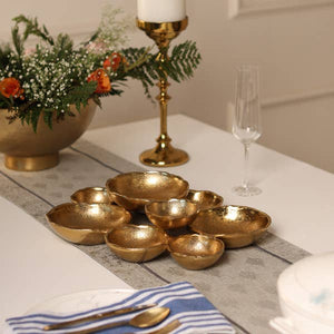 Gold Aluminum Textured 9-Bowl Cluster Platter