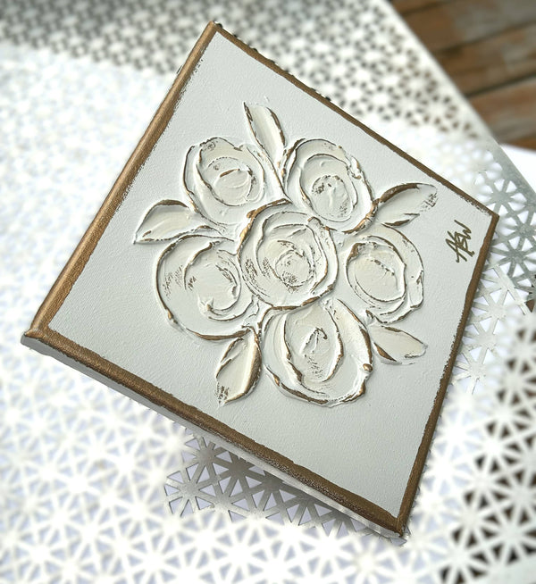 Textured bouquet on canvas  | rose bridal wedding botanical