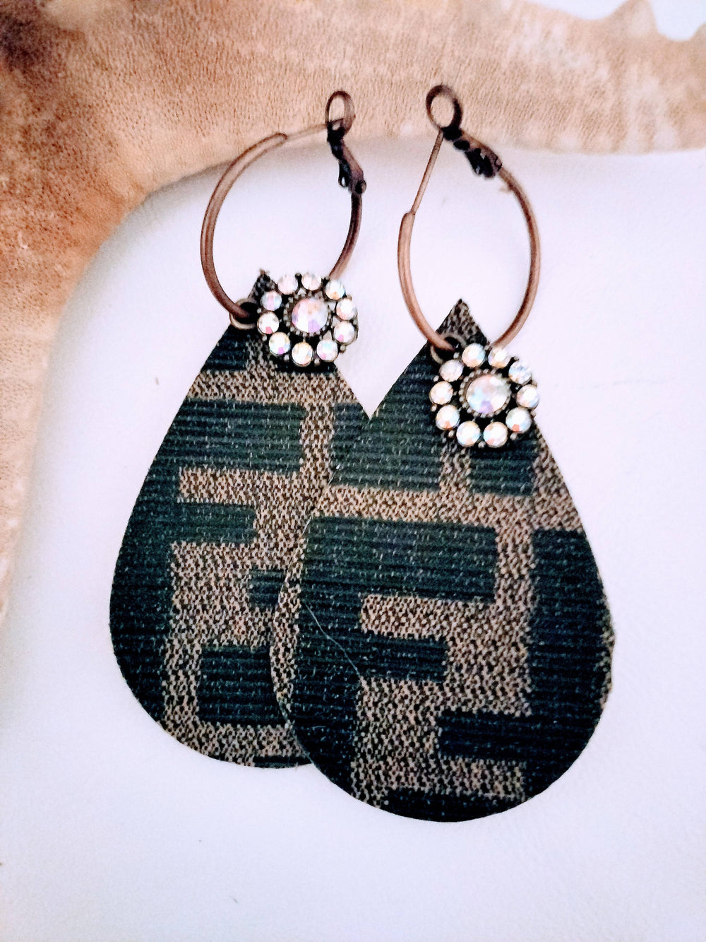 Upcycled Fendi Teardrop earrings