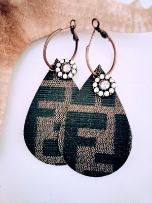 Upcycled Fendi Teardrop earrings