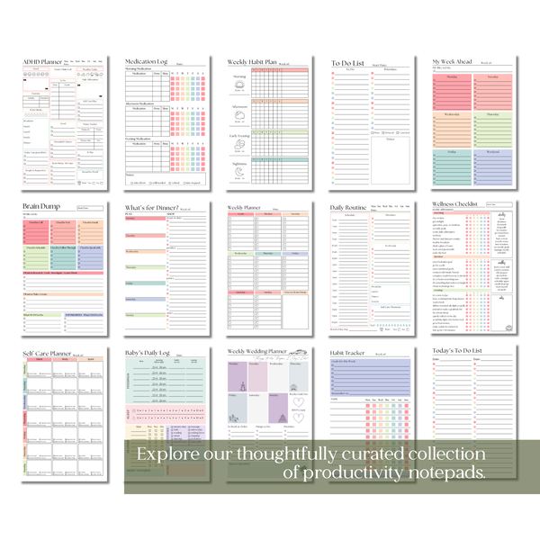 Wellness Weekly Self-Care Planner: 50 Page Tear-Off Notepad