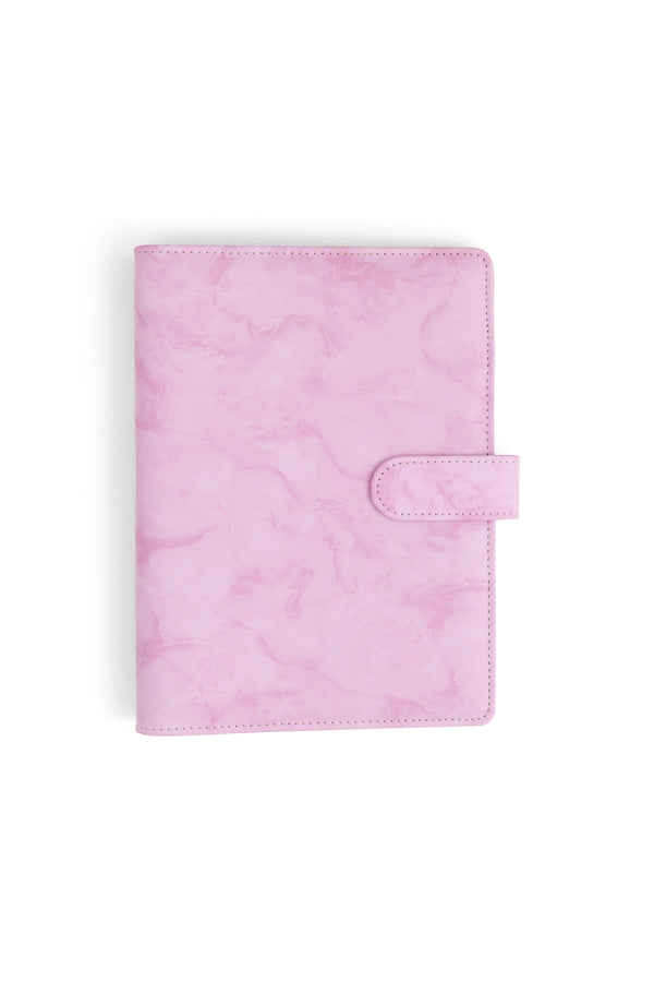 A5 Binder: 6 Hole with Elastic Pen Holder & Magnetic Closure: Marbled Yellow