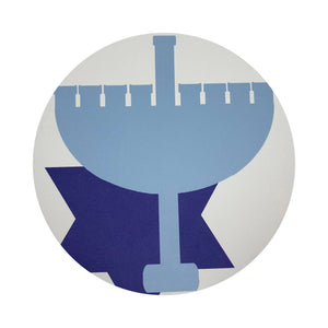 Hanukkah Menorah Vegan Leather Round Pebble Placemat: Set of 4