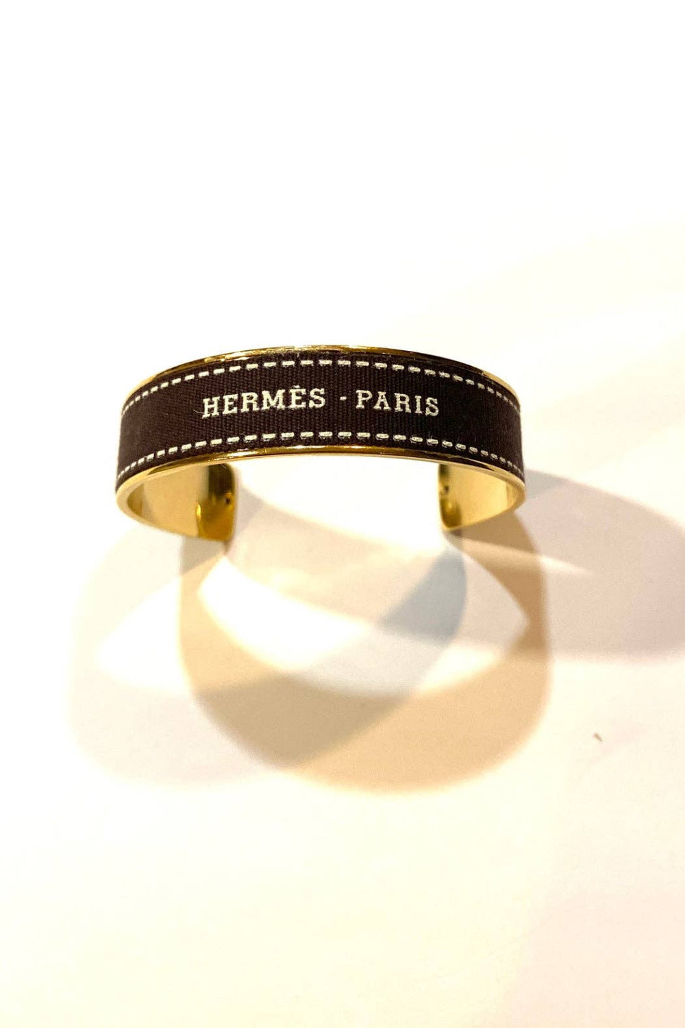 Hermes Brown Ribbon Up-Cycled Cuff Bracelet