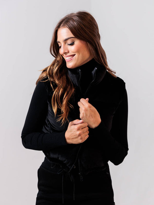 Alps Velvet Down Vest — Black (Medium or Large)