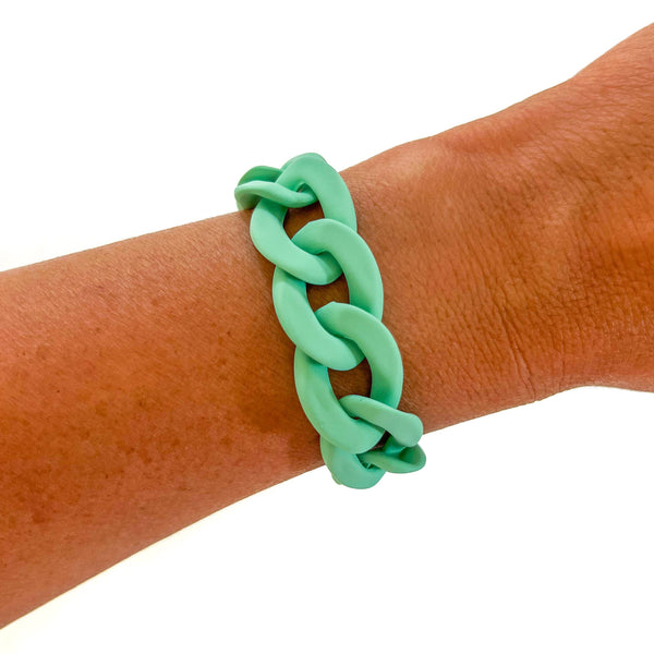 All Chunky Acrylic Chain Link Bracelet: Gold Burnt Peach