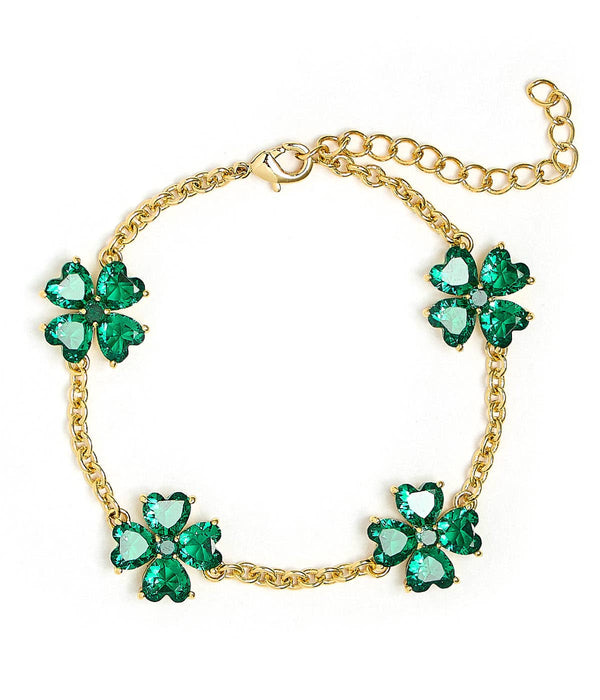 The Catherine Bracelet- Clover Stone Adjustable Bracelet- 18K Plated-Darby Clark Collection