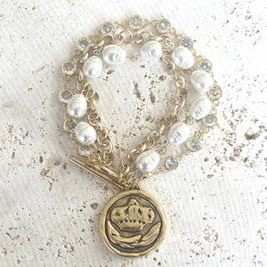 Bee coin jewelry triple layered bracelet boutique