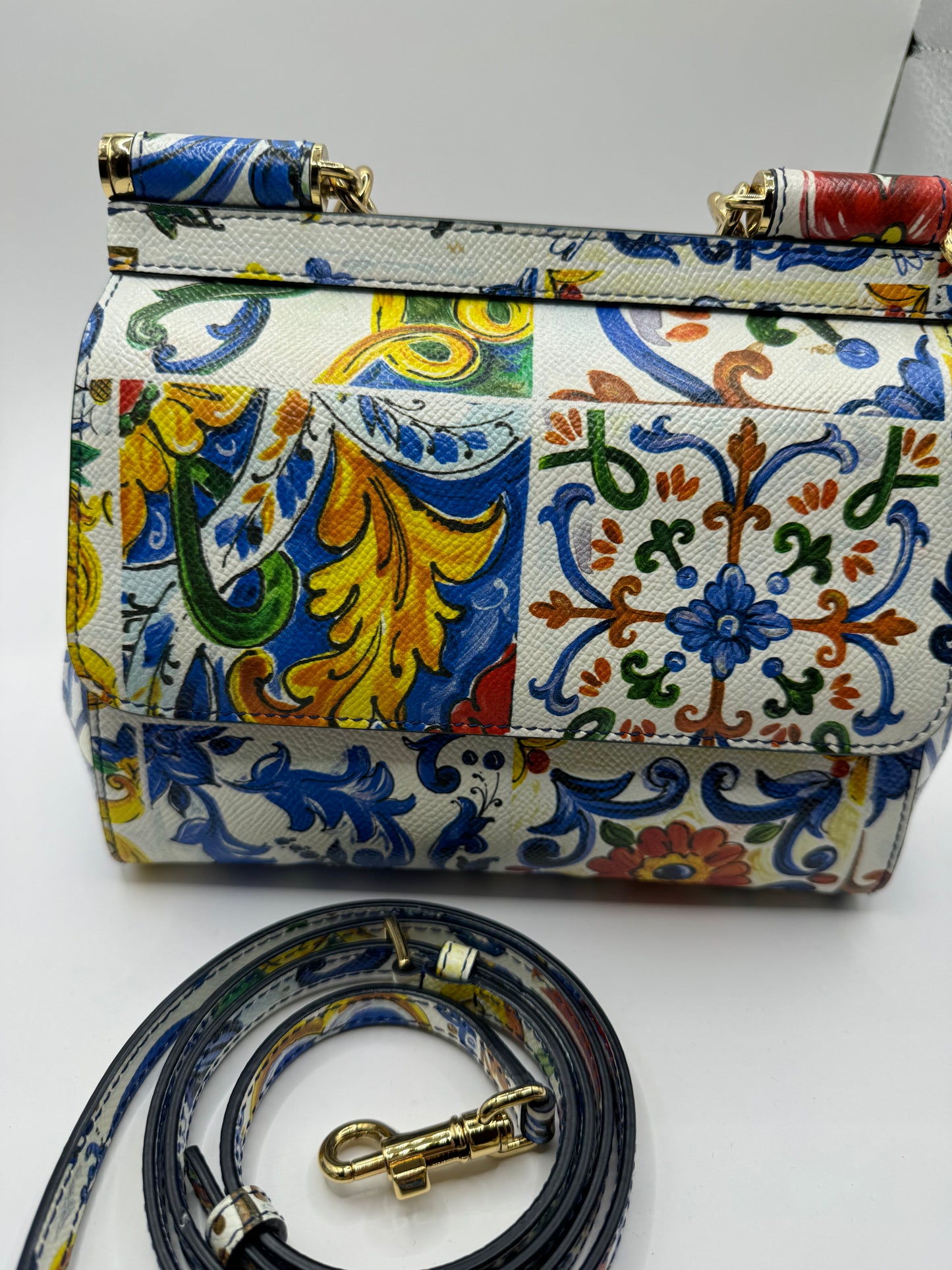 Dolce & Gabbana Multicolour Printed Leather Small Miss Sicily Top Handle bag