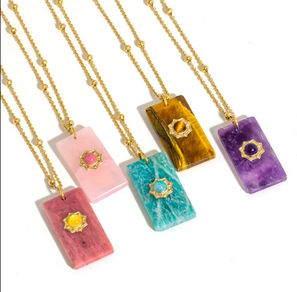 Augusta Antonia Sun Pendant Necklace | Rhodonite