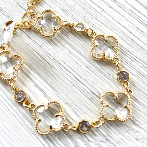 Clover quatrefoil crystal bracelet