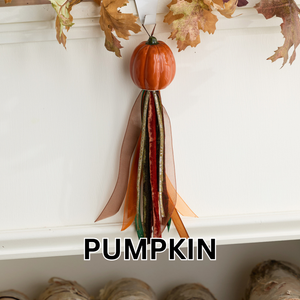 Seasonal Ceramic Ornament with Decorative Ribbon Streamer: Ghost