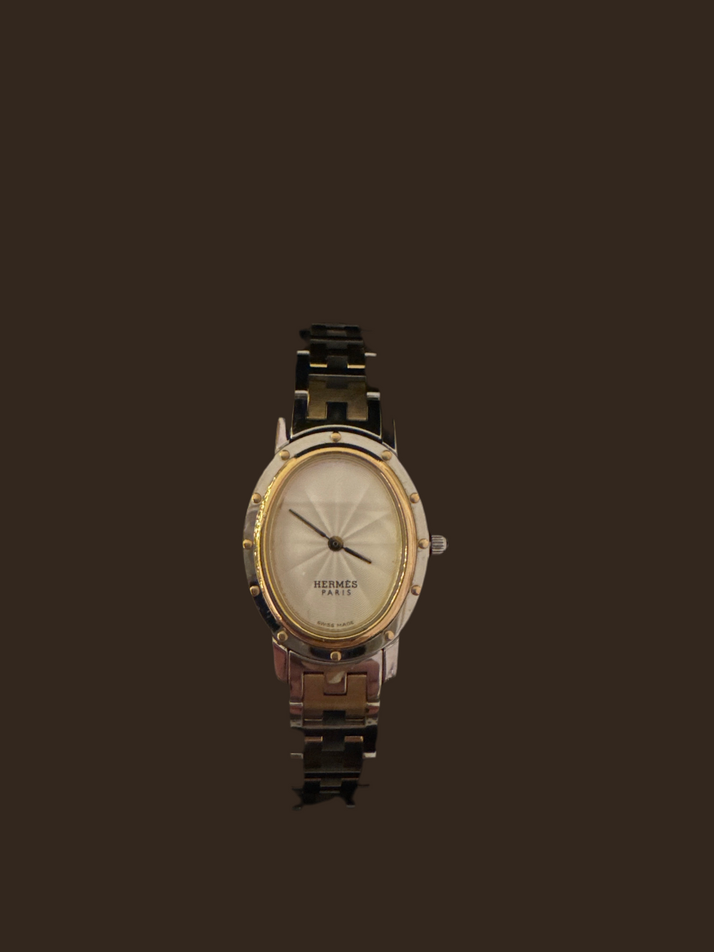 Hermès Clipper CO1.220 Oval Vintage Ladies Watch in Stainless Steel and Gold