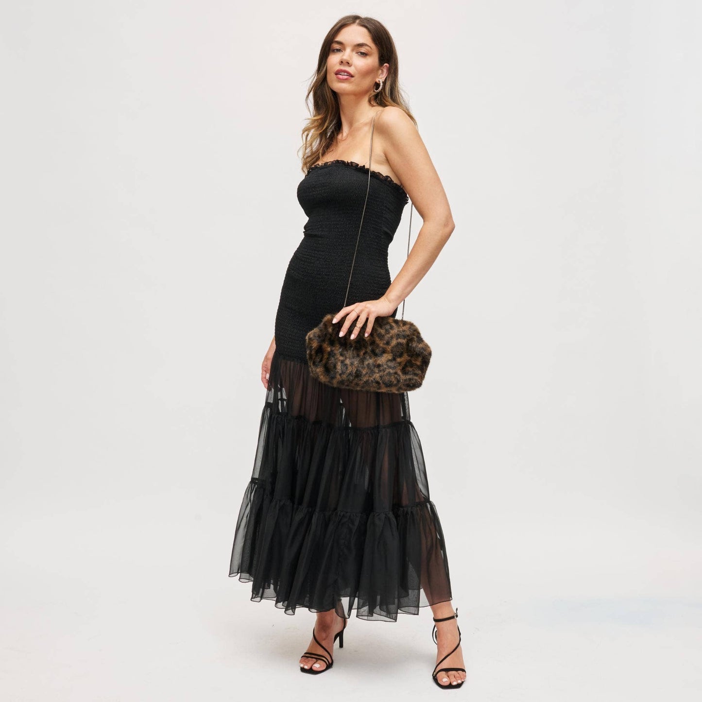 Olivia Faux Fur Evening Bag: Leopard