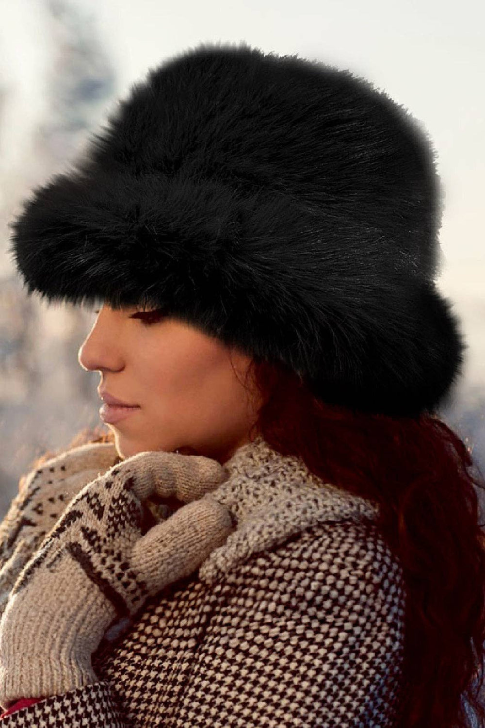 Fuzzy Faux Fur Bucket Hat: Black or Tan