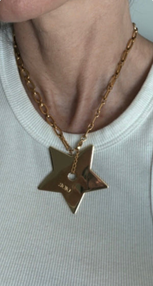 Upcycled Big Dior Star on silver chain