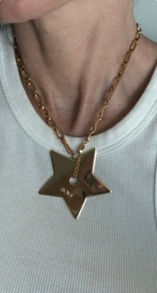 Upcycled Big Dior Star on silver chain