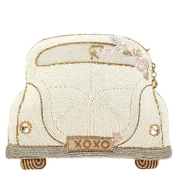 Just Married Beaded Car Image Crossbody Handbag