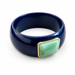 Vintage Acrylic Square Ombré Bangle | Navy Teal