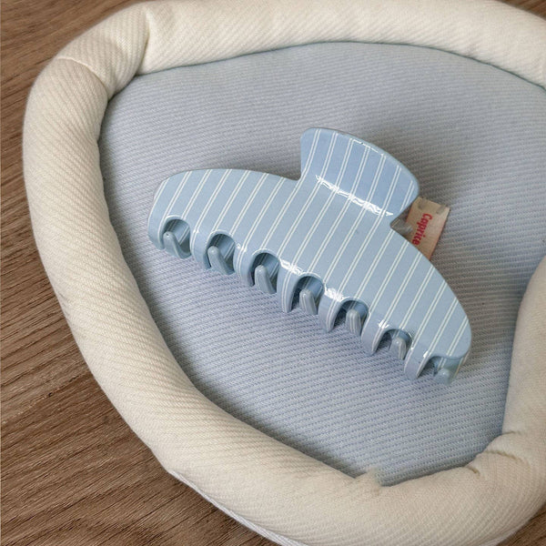 Striped Hair Claw Clip Coastal Summer Style Pink or Blue Striped