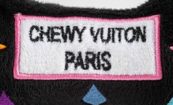 Black Monogram Chewy Vuiton Bone Squeaker Dog Toy: XL