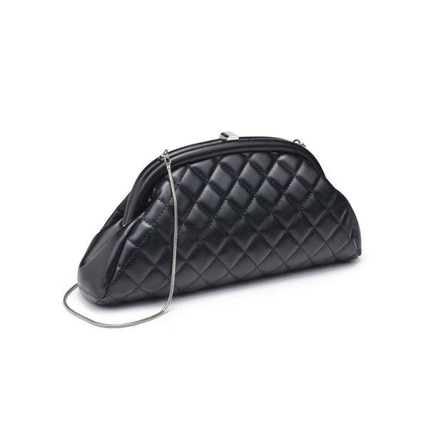 Ava - Quilted Clutch: Black