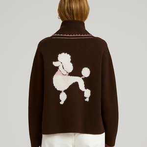 Flat White Signature Poodle Cardigan : One Size