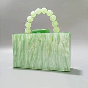 Acrylic Beaded Clutch Evening Sky Blue, Green Mint, or Rose Red
