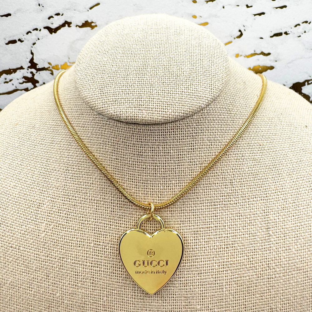 Upcycled Gucci Charm 14K Gold Necklaces - Single or Double Chain Options