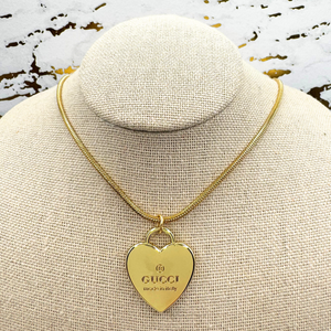 Upcycled Gucci Charm 14K Gold Necklaces - Single or Double Chain Options
