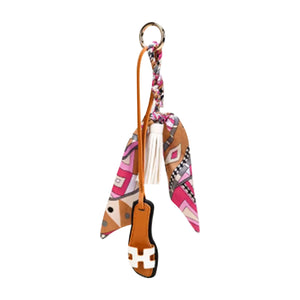 Designer Sandal w/ Scarf Bag Charm Brown