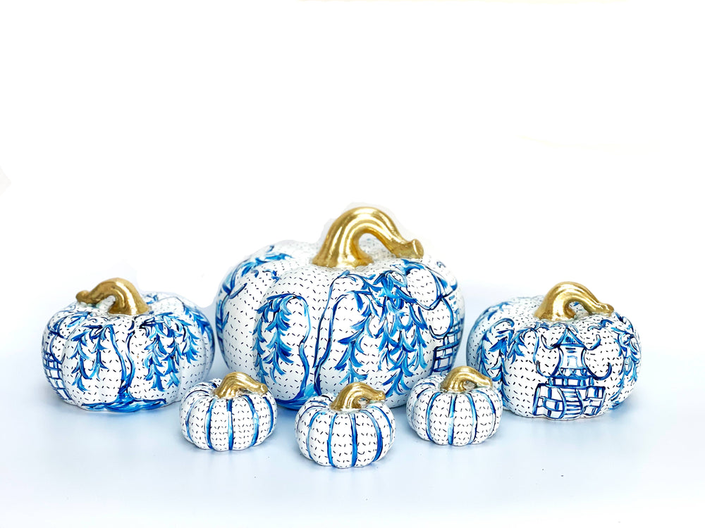 Chinoiserie Pumpkins | JOSIL Paperie: Small Pumpkins 3" x 2 1/4"