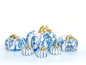 Chinoiserie Pumpkins | JOSIL Paperie: Small Pumpkins 3" x 2 1/4"