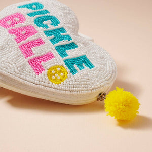 Pickleball Heart-Shaped Coin Purse Beaded