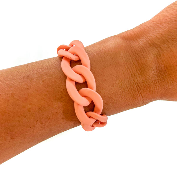 All Chunky Acrylic Chain Link Bracelet: Matte Burgundy Brown