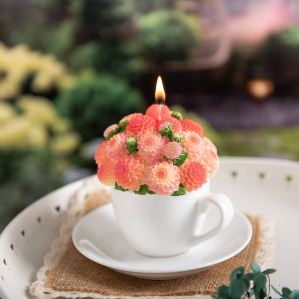 Dahlia Candle Bouquet - Orange