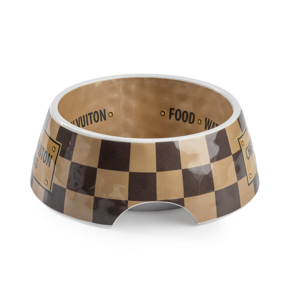 Checker Chewy Vuiton Bowl - Dog Bowls: Large