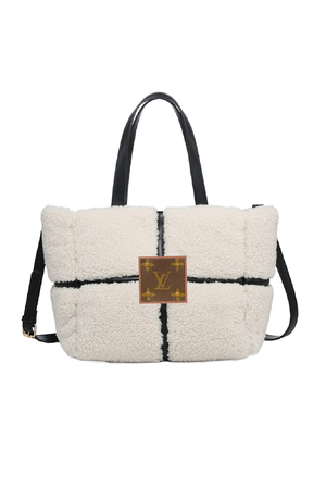 Upcycled Sherpa Tote: Brown