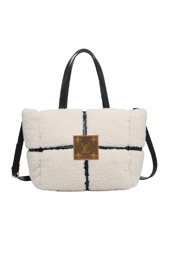 Upcycled Sherpa Tote: Brown