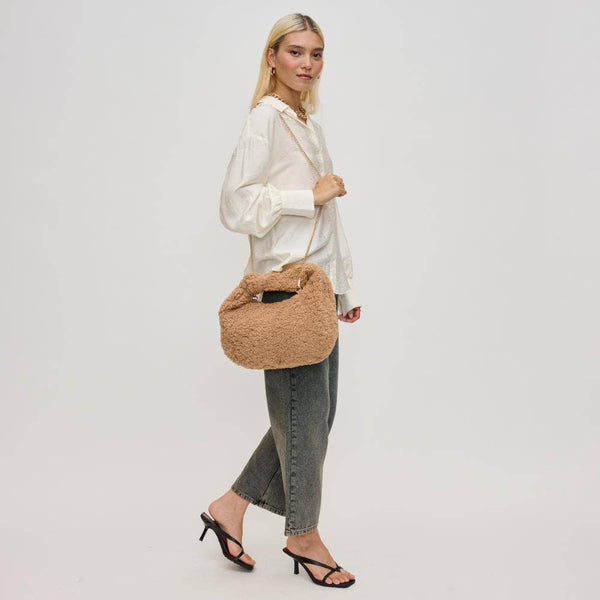 Charlene Sherpa Shearling Shoulder Bag: Tan