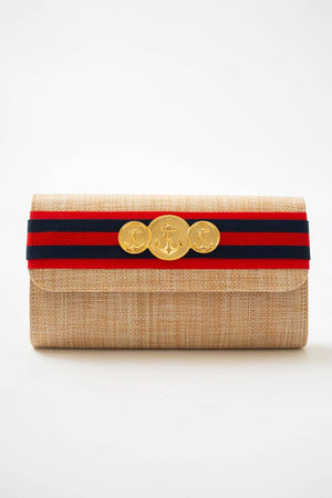 Straw Avery- Red/ Red/navy Stripe Layer with Triple Anchor