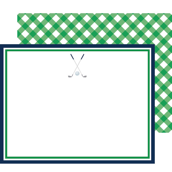 Flat Notecard Set of 10 | Gingham Golf