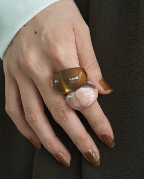 Gummy Transparent Resin Dome Ring | Coffee