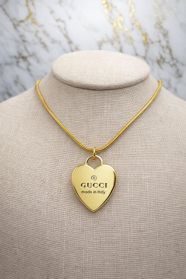 Upcycled Gucci Charm 14K Gold Necklaces - Single or Double Chain Options