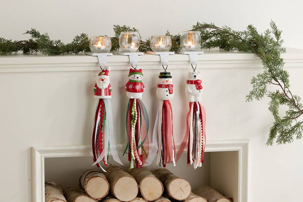 Seasonal Ceramic Ornament with Decorative Ribbon Streamer: Ghost