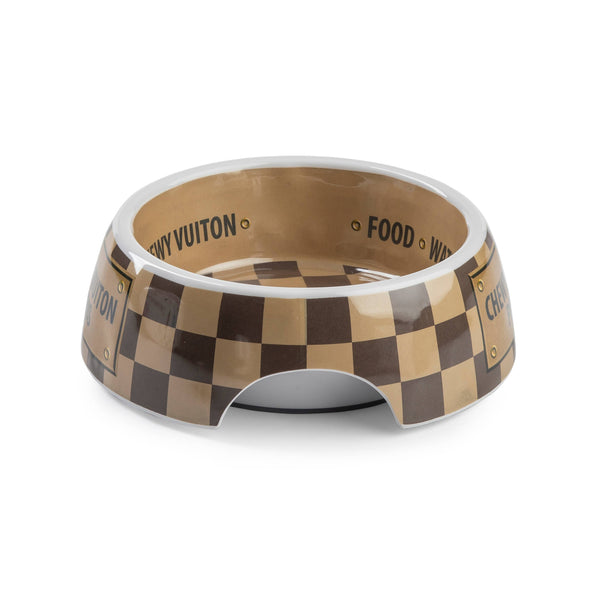 Checker Chewy Vuiton Bowl - Dog Bowls: Medium