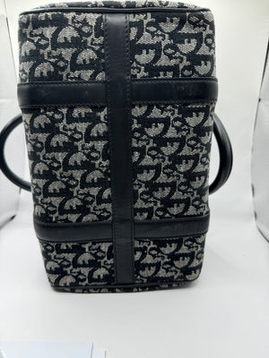 Dior 2004 Vintage Diorissimo Small Trotter Bag Black & Grey Dior print