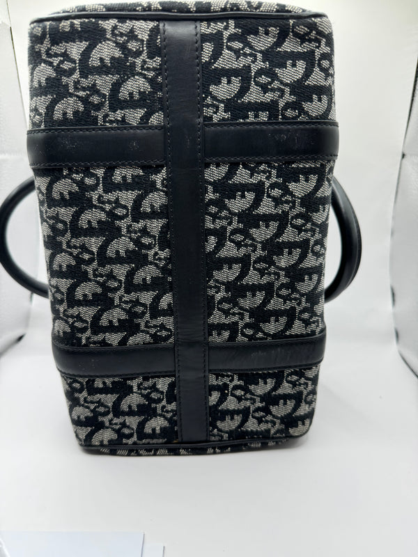 Dior 2004 Vintage Diorissimo Small Trotter Bag Black & Grey Dior print