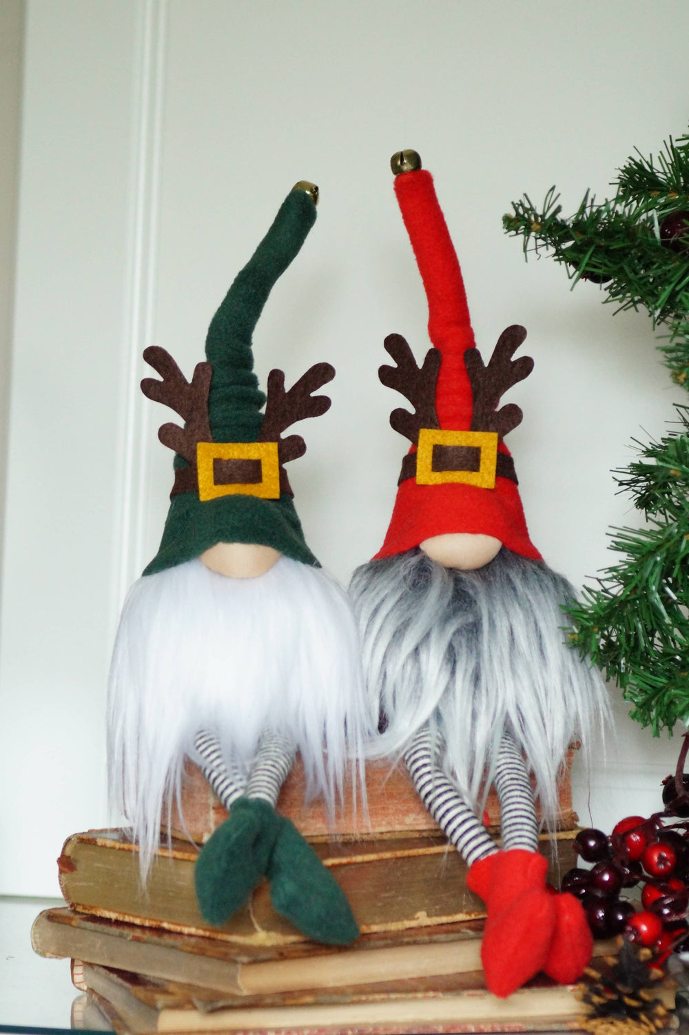 Holiday gnomes with long legs- Shelf Sitters and gifts : Red